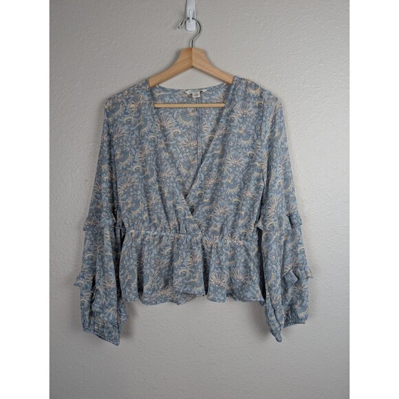 American Eagle Outfitters Tops - American Eagle Paisley Ruffle‎ Sheer Top - Size Medium